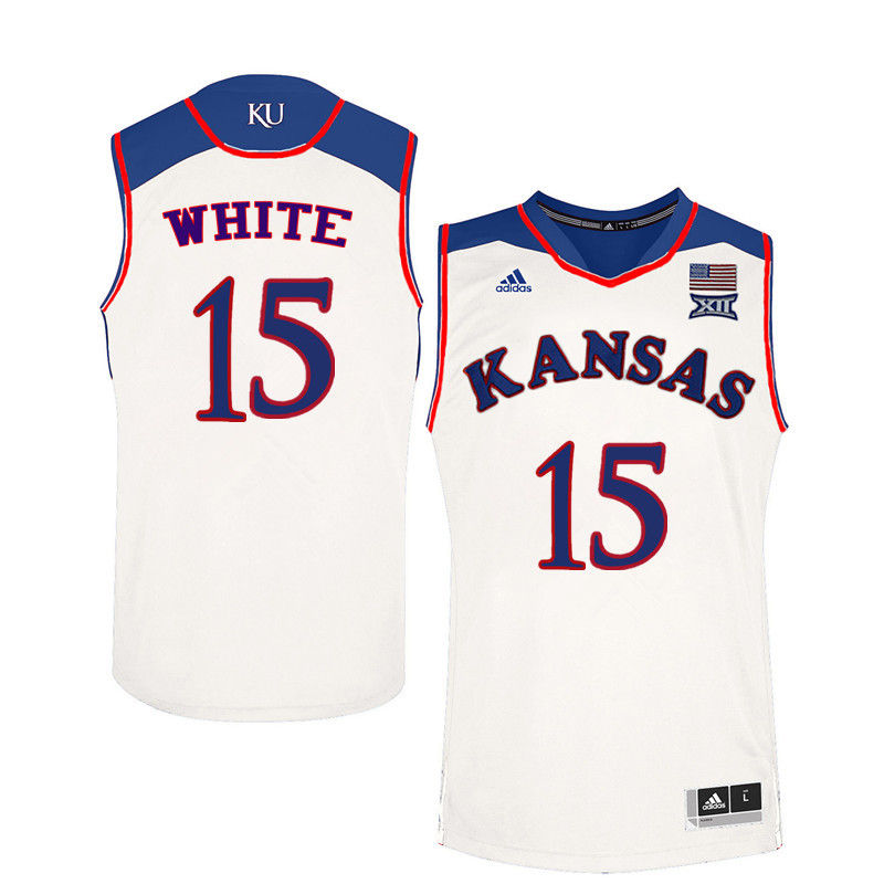 Men Kansas Jayhawks #15 Jo Jo White College Basketball Jerseys-White